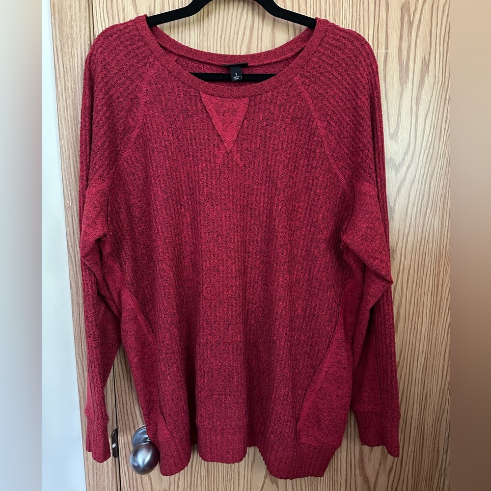 Torrid Red Crew Neck Ribbed Sweater with Textured Knit 1X NWOT